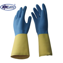 NMSAFETY Double color Chemical industrial neoprene latex gloves waterproof washing nitrile glove